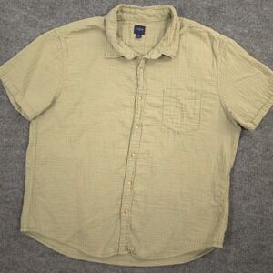 J Crew Gauze Shirt Mens XXL Olive Green Lightweight Breathable Short Sleeve